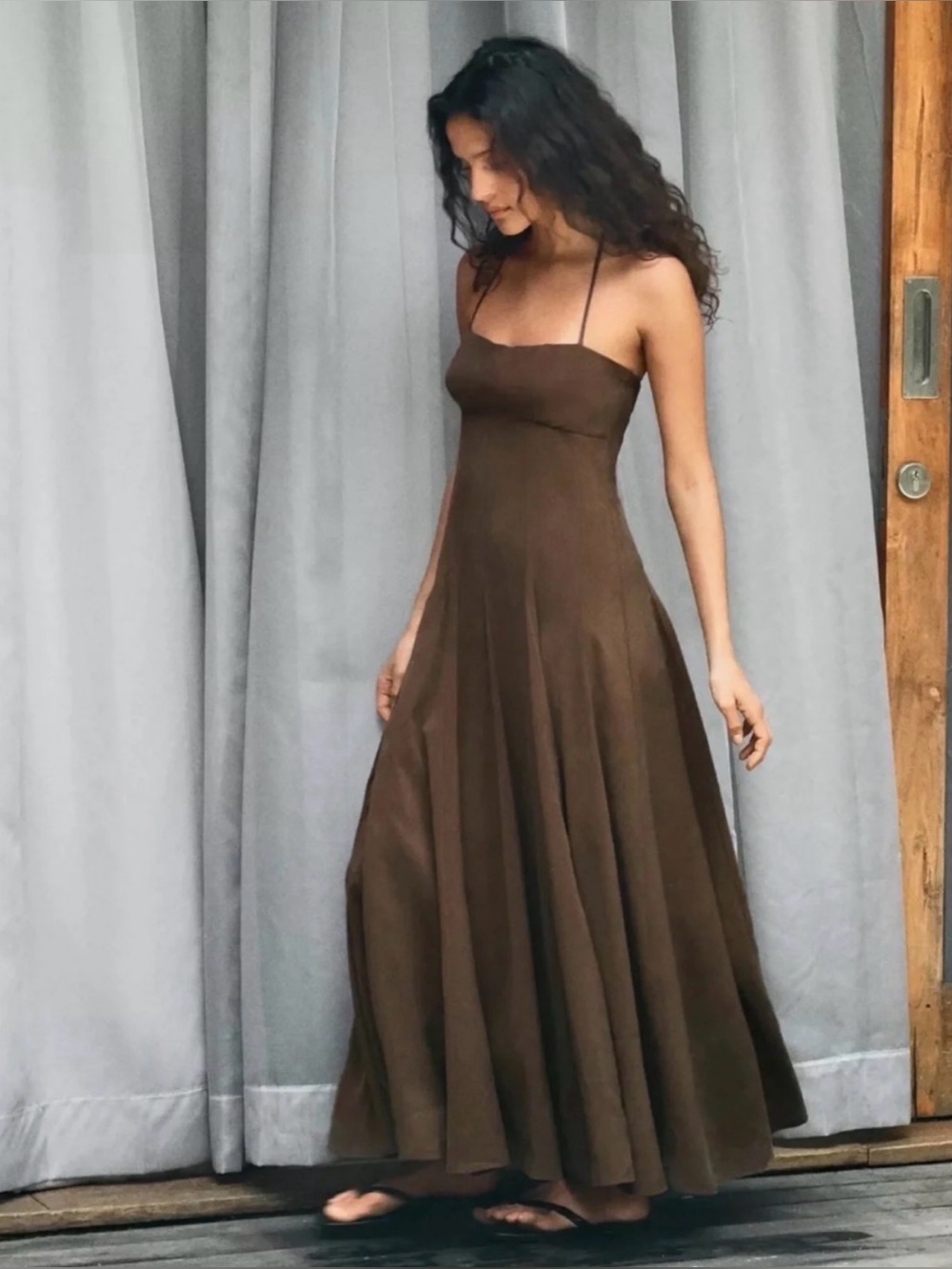 Zara Brown halter midi dress